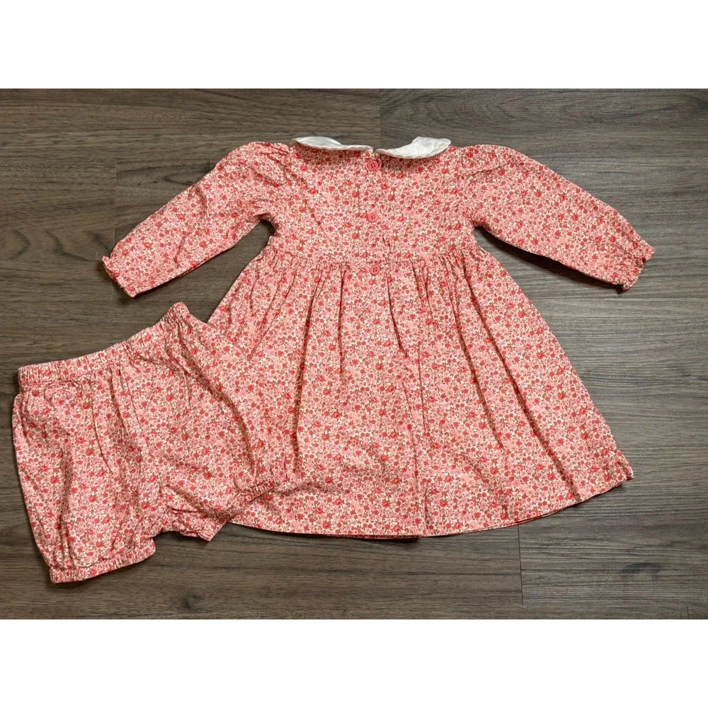 Rachel Riley Baby Girl Dress Peter Pan Collar Floral Print 12 Months Cottagecore